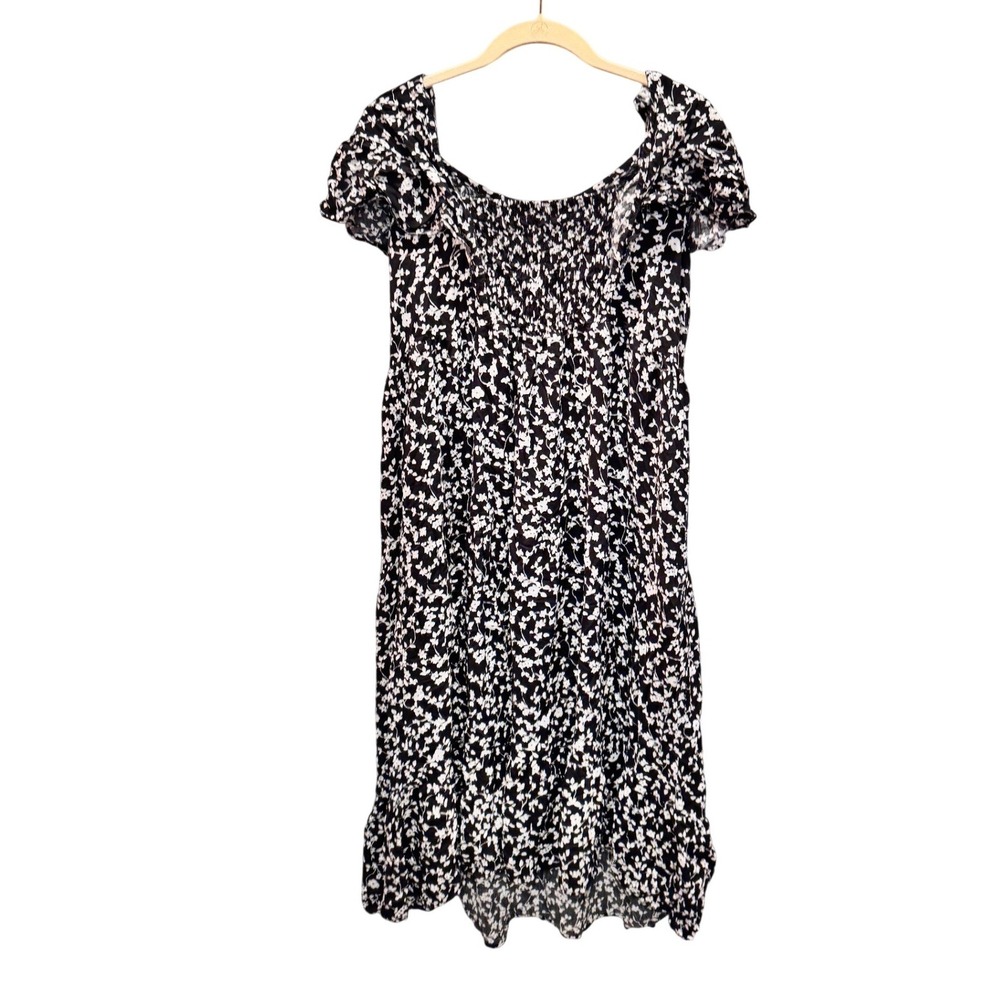 Old Navy Black White‎ Floral Smocked Off Shoulder Maxi Dress Womens XL